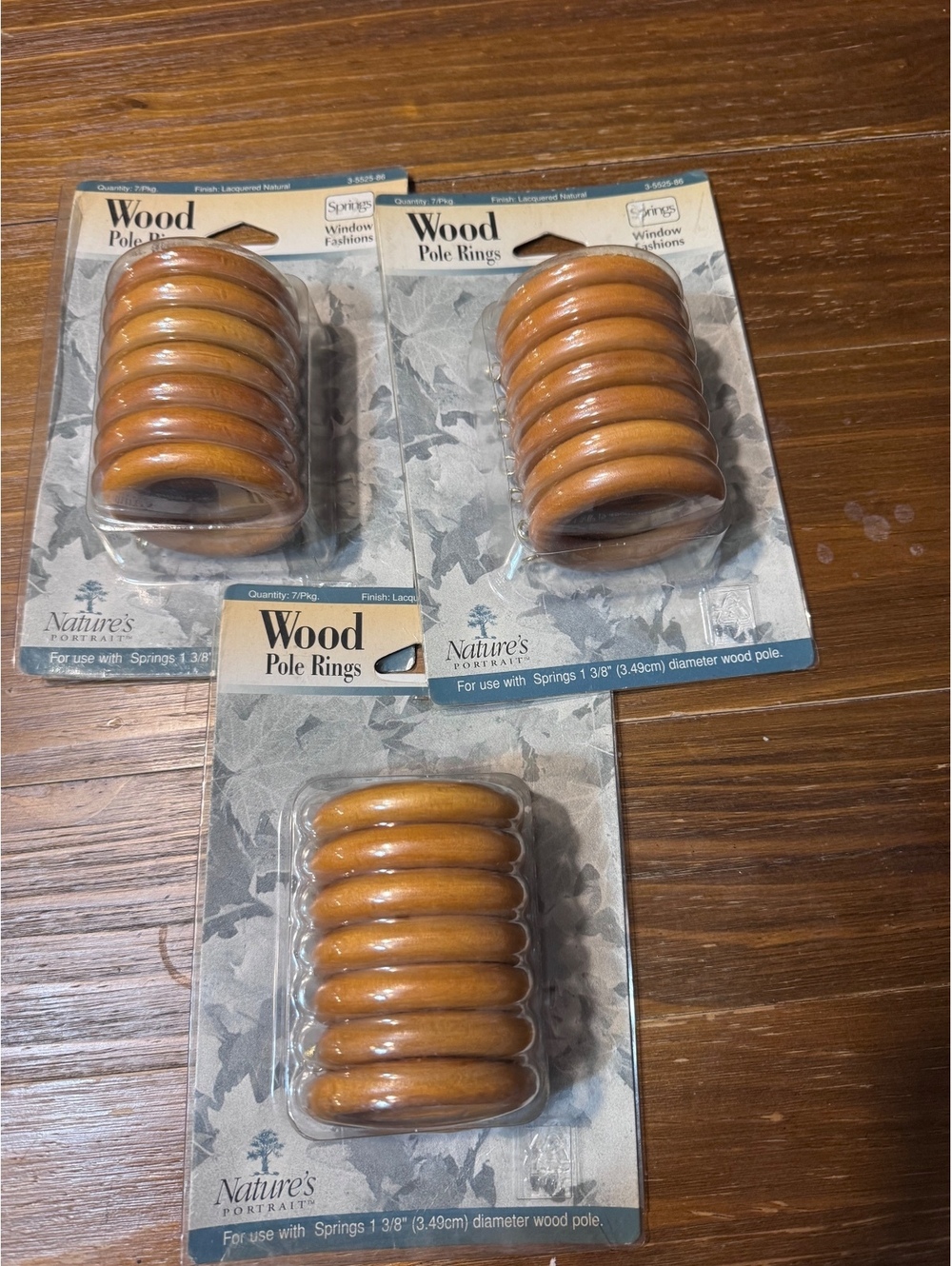 Vintage Springs Nature’s Portrait Wood Curtain Pole Rings 1 3/8” Natural Lot 21